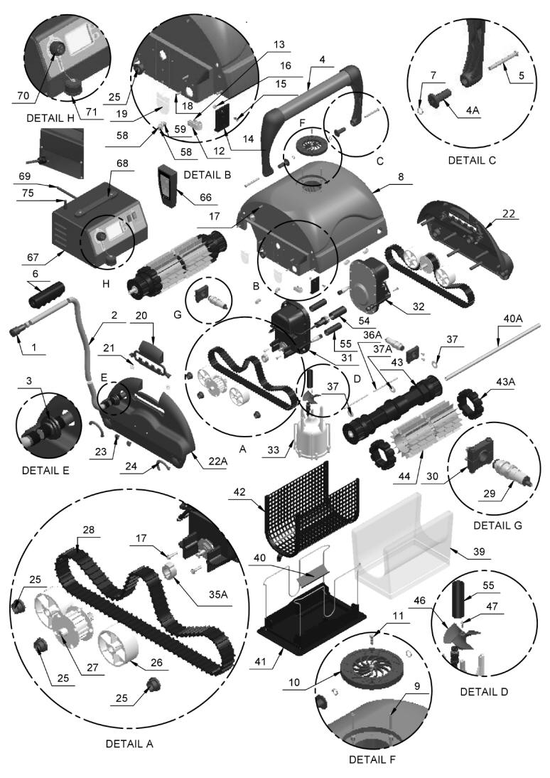 Aquatron : Magnum Jr. Schematics : Robotic Pool Cleaner Parts & Repairs